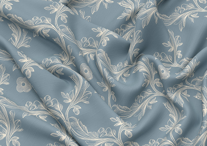 Trellis Prints, Vine and Bloom Raffs Blue - Roman Blind - Image 4